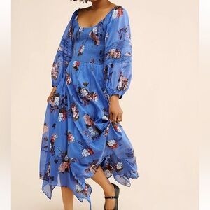 Free People Bohemian Fairy Morning Glory Maxi Dress Dutch Blue Medium